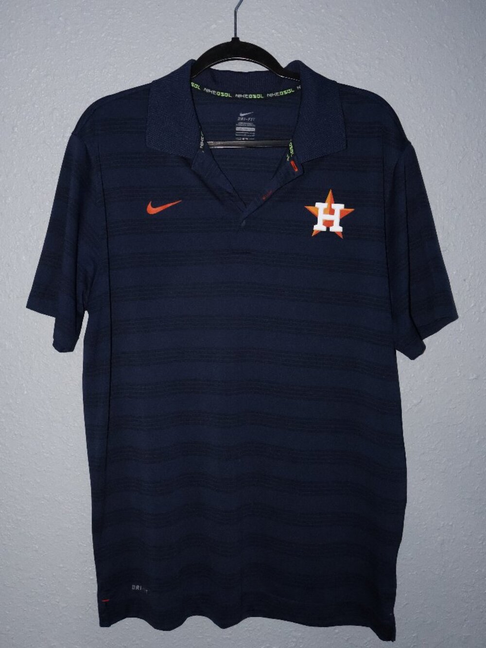Nike Dri-FIT Houston Astros Navy Blue Striped Golf Polo Shirt L